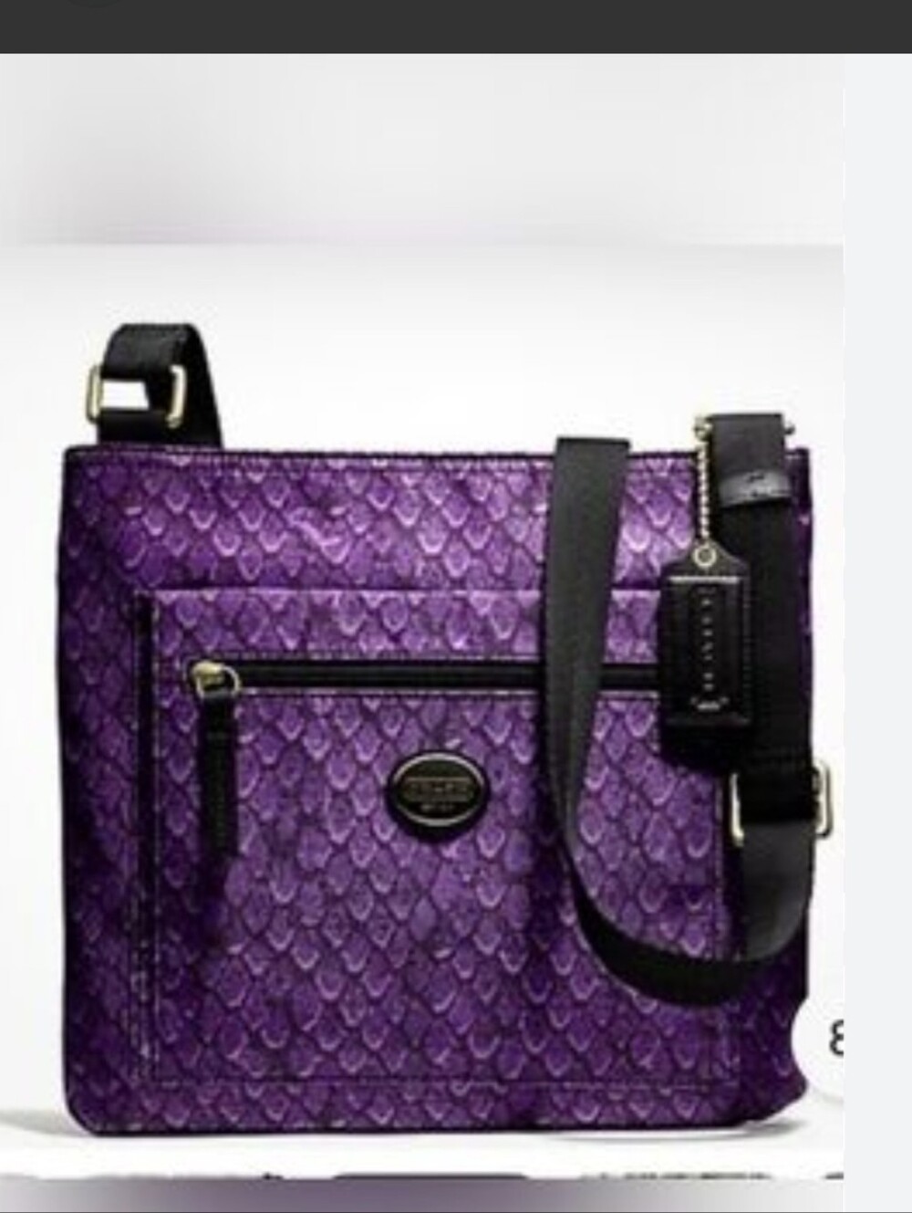 Coach Getaway Snake Print Nylon Crossbody Bag Purple And Black